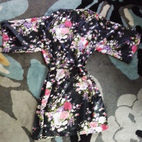 Women's Floral Print Size Medium Multi Color Robe - Picture 5 of 6